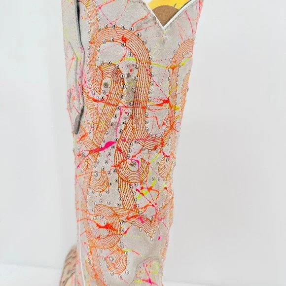 Corral Neon Multi Color Overlay Embroidery Studs Western Boots Size 7.5 NWOB - Picture 16 of 16